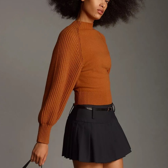 Anthropologie Sweaters - Anthropologie Maeve Mock Neck Raglan Ribbed Sleeve Pullover Sweater